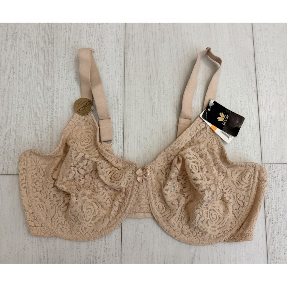 NWT Wacoal 851205 Halo Lace Bra Sheer Unlined Bra Sz 40DD Nude